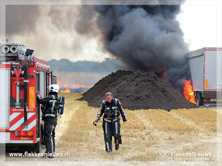 Foto behorende bij Vrachtwagen in brand op akkerland bij Herkingen