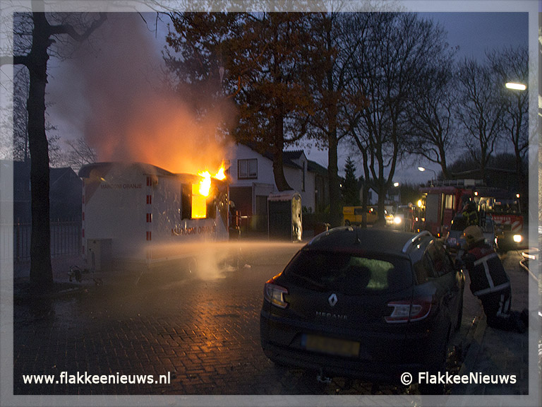 Foto behorende bij Bouwkeet in brand