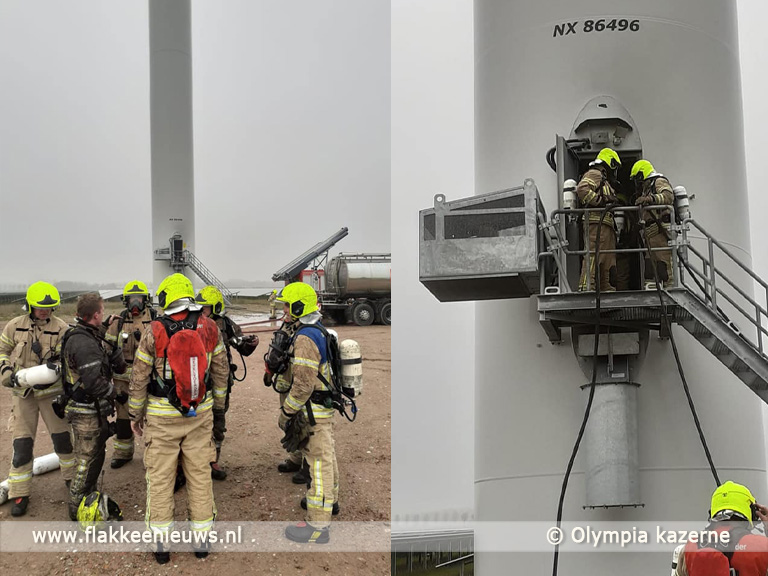 Foto behorende bij Brandweer rukt uit voor brand in windmolen