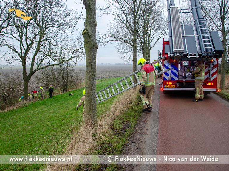 Foto behorende bij Auto van de dijk in polder Sommelsdijk
