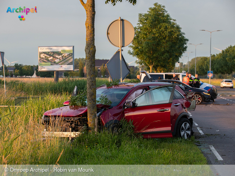 Foto behorende bij Voertuig komt tegen boom tot stilstand na botsing