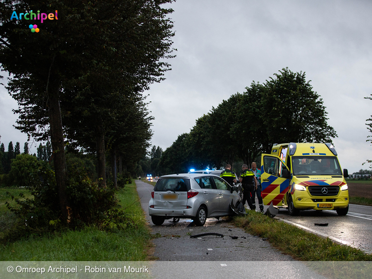 Foto behorende bij Bestuurder botst tegen boom op Oudelandsedijk