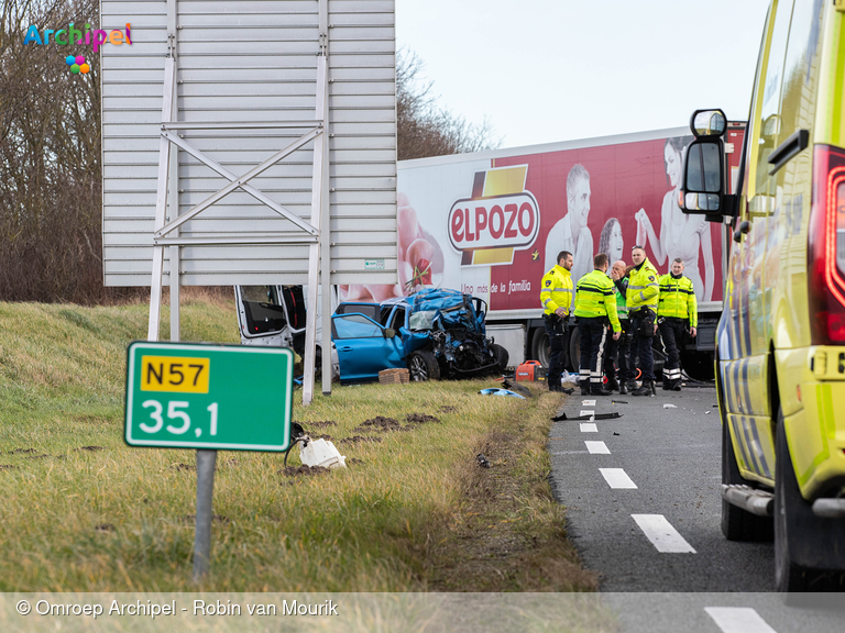 Foto behorende bij N57 afgesloten vanwege dodelijk ongeval