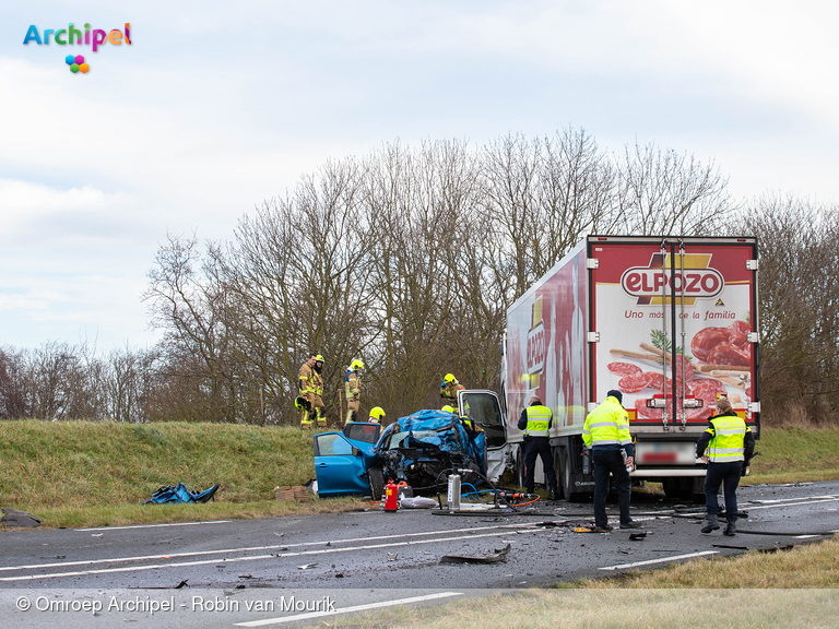 Foto behorende bij N57 afgesloten vanwege dodelijk ongeval