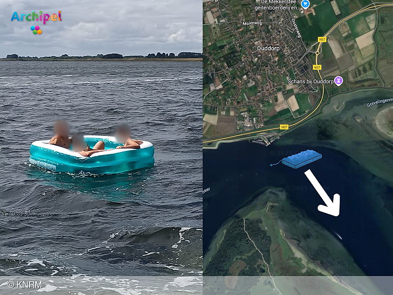 Foto behorende bij Drie jongens gered na afdrijven op luchtbed