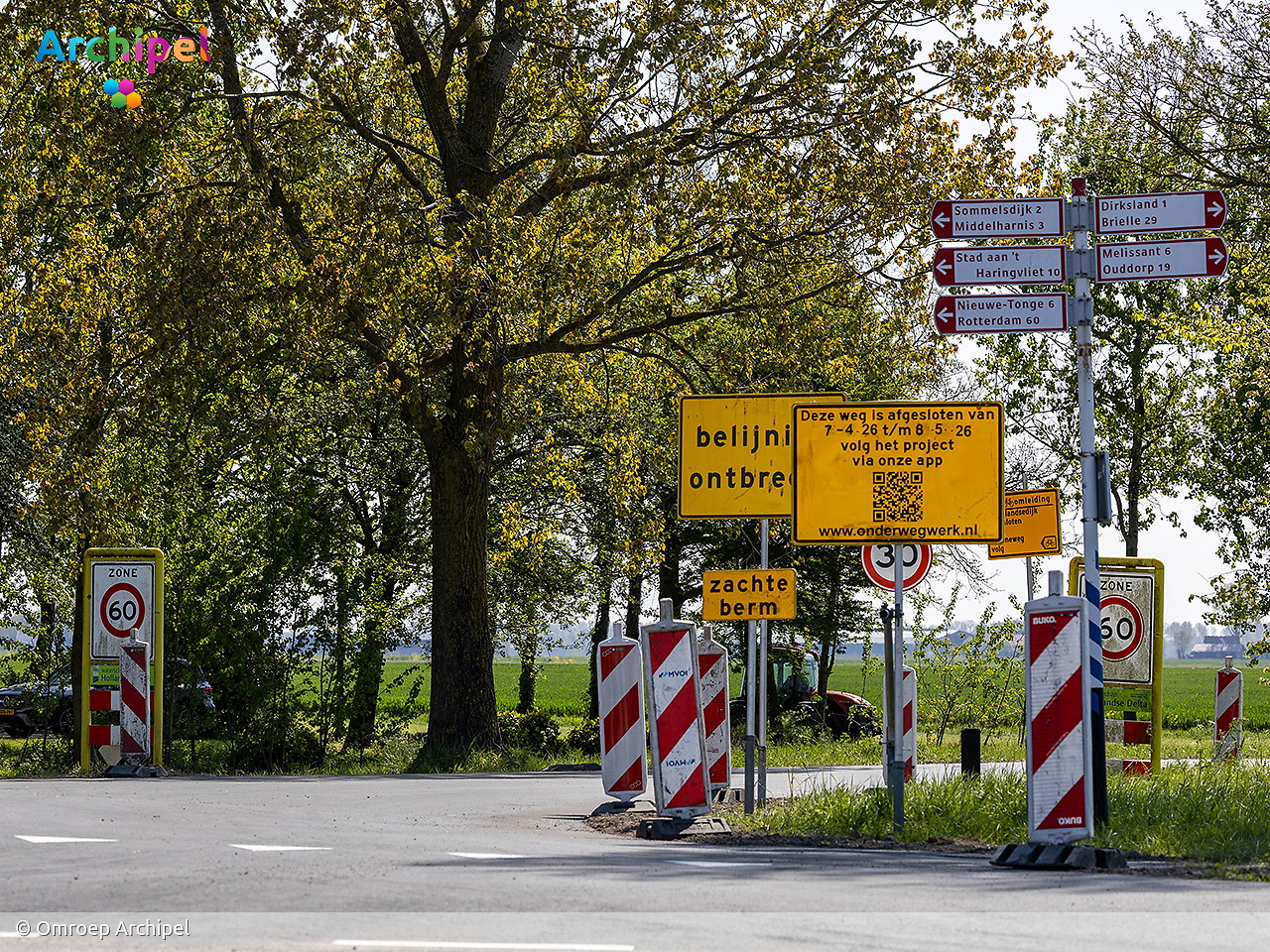 Afsluiting kruising Korteweegje en Oudelandsedijk bij Dirksland naar 24 april - FlakkeeNieuws Goeree-Overflakkee