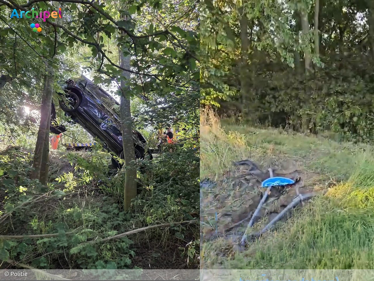 Foto behorende bij Auto komt na ongeval tussen bomen tot stilstand